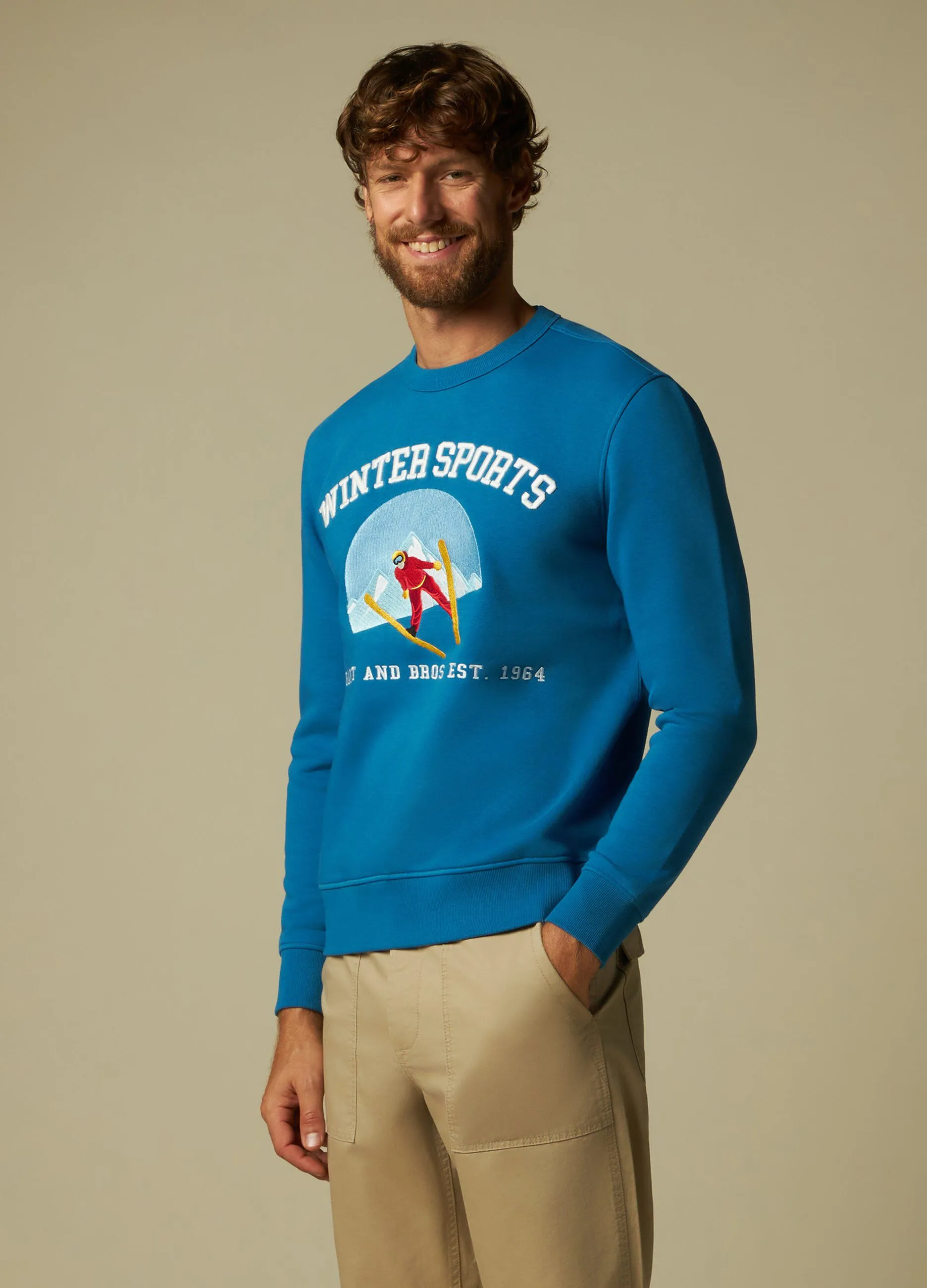 J. HART & BROS  Felpa in misto cotone con ricamo uomo