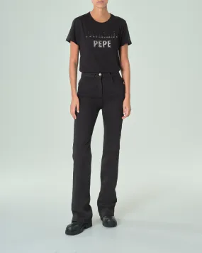Jeans neri a zampa in misto cotone bull stretch
